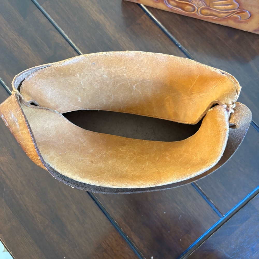 Vintage Handcrafted Mexican Tan Leather Bag Set Trio Genuine Cowhide Western - Picture 13 of 16